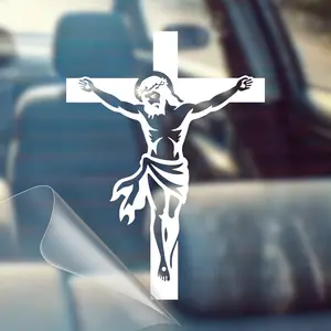 Jesus Crucifix - Christian Car Decal Sticker – Made in USA, Waterproof Oracal 651 Vinyl