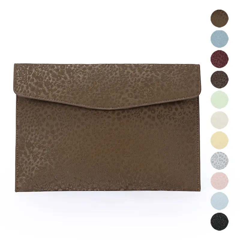 Leopard Print Envelope File Folder with Magnetic Snap Closure - Desk Organizer Tidy, Office Accessory, Business Use for A4 & Letter-Size Paper Documents