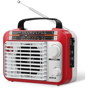 AM/FM/SW1-2 Radio Shortwave Transistor Radio AC or  Operated with  Reception Big Speaker and  Tuning Knob with AUX in & 3.5mm Earphone Jack
