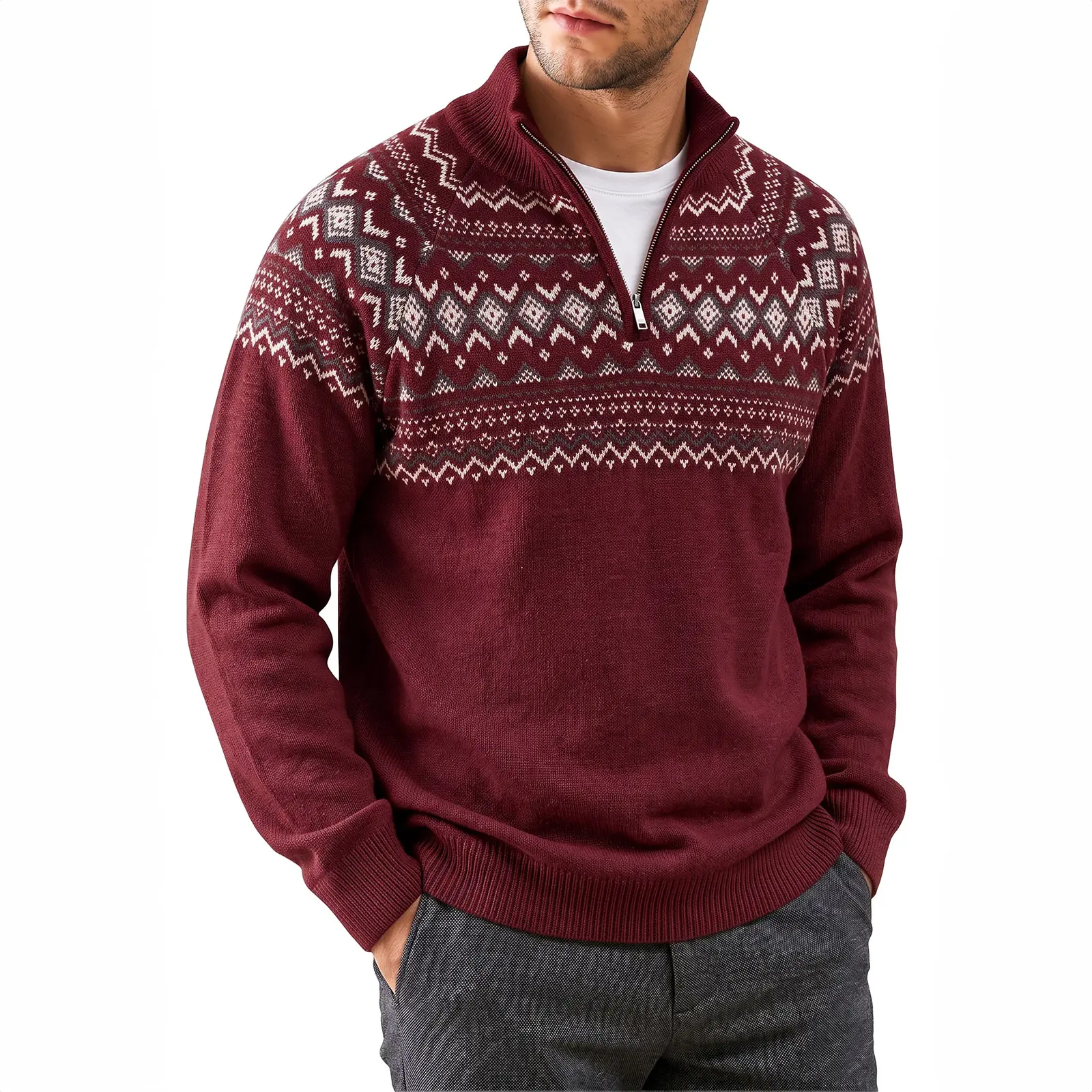 JMIERR Men's Quarter Zip Pullover Lightweight Mock Neck Knitted Sweaters | Vintage Sweater, Color block, Warm Fall Winter Gear, Casual Regular Fit Jumpers, Soft Knit Fabric, Old Money Aesthetic