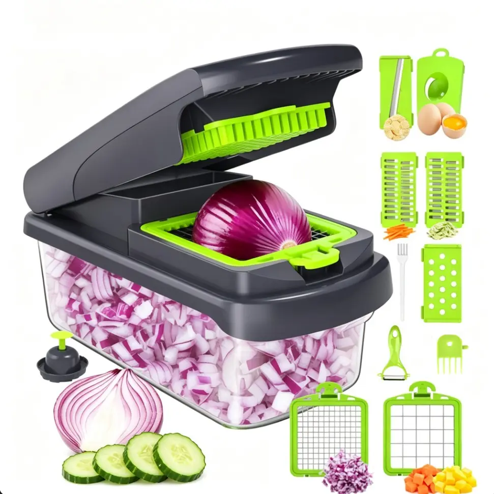 Professional Vegetable Chopper, Multifunctional Onion Dicer, Vegetable Slicer & Shredder, Carrot Shredder, Onion Cutter with Container and Handles, Must-Have Kitchen Tool, Vegetable Cutting Slicer, Vegetable Fruit Cutter