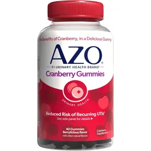AZO Cranberry Urinary Tract Health Gummies Dietary Supplement 2 Gummies = Glass Cranberry Juice Helps Cleanse Protect Natural Berrylicious Flavor Gummies, Non-GMO, 40 Count