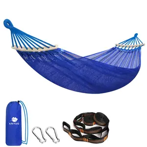 Hammock Net with Spreader Rods, Breathable Cooling Net Rod Hammock with Tree Straps for Outdoor/Indoor Garden, Balcony, Patio, Backyard, Camping