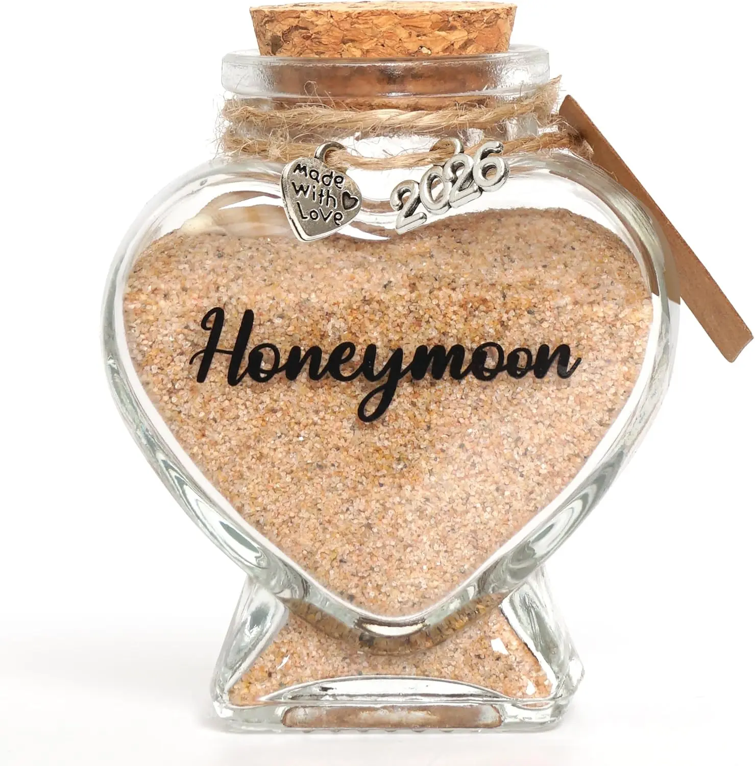 Personalized Honeymoon Sand Keepsake Glass Bottle - Compact Wedding Engagement Anniversary Gift for Mr and Mrs, 2026 Bridal Shower Newlyweds Storage Jar, Home Organizer Supply