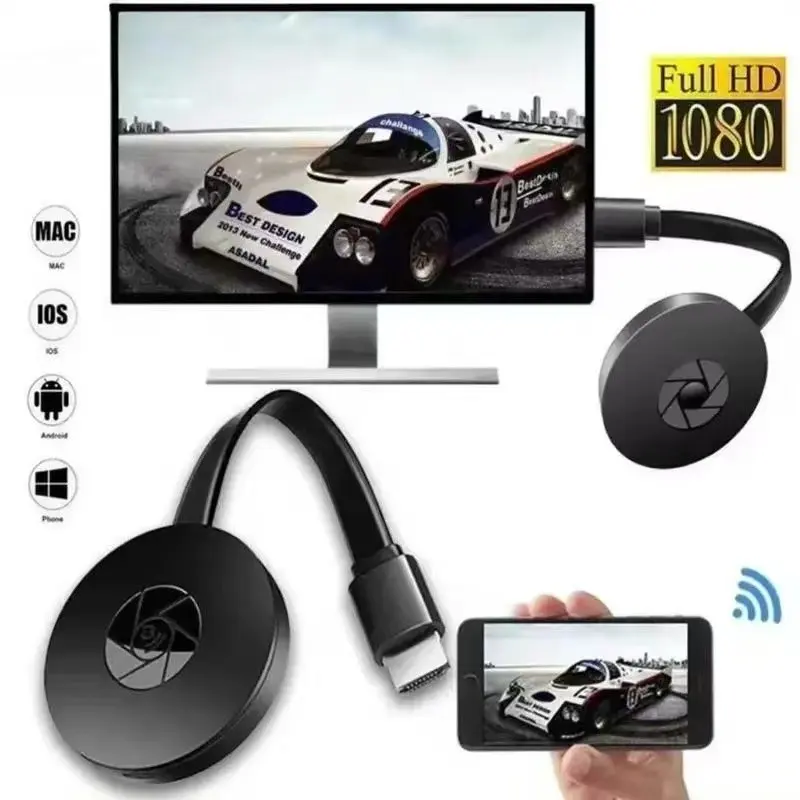 Wireless Phone Screen Mirroring Device, Screen Mirroring Adapter, Horizontal and Vertical Screens, G2 Push Treasure HD HDMI Projection, Wireless HDMI Transmitter Receiver, No Delay Mobile Live Streaming, Tech Gadgets
