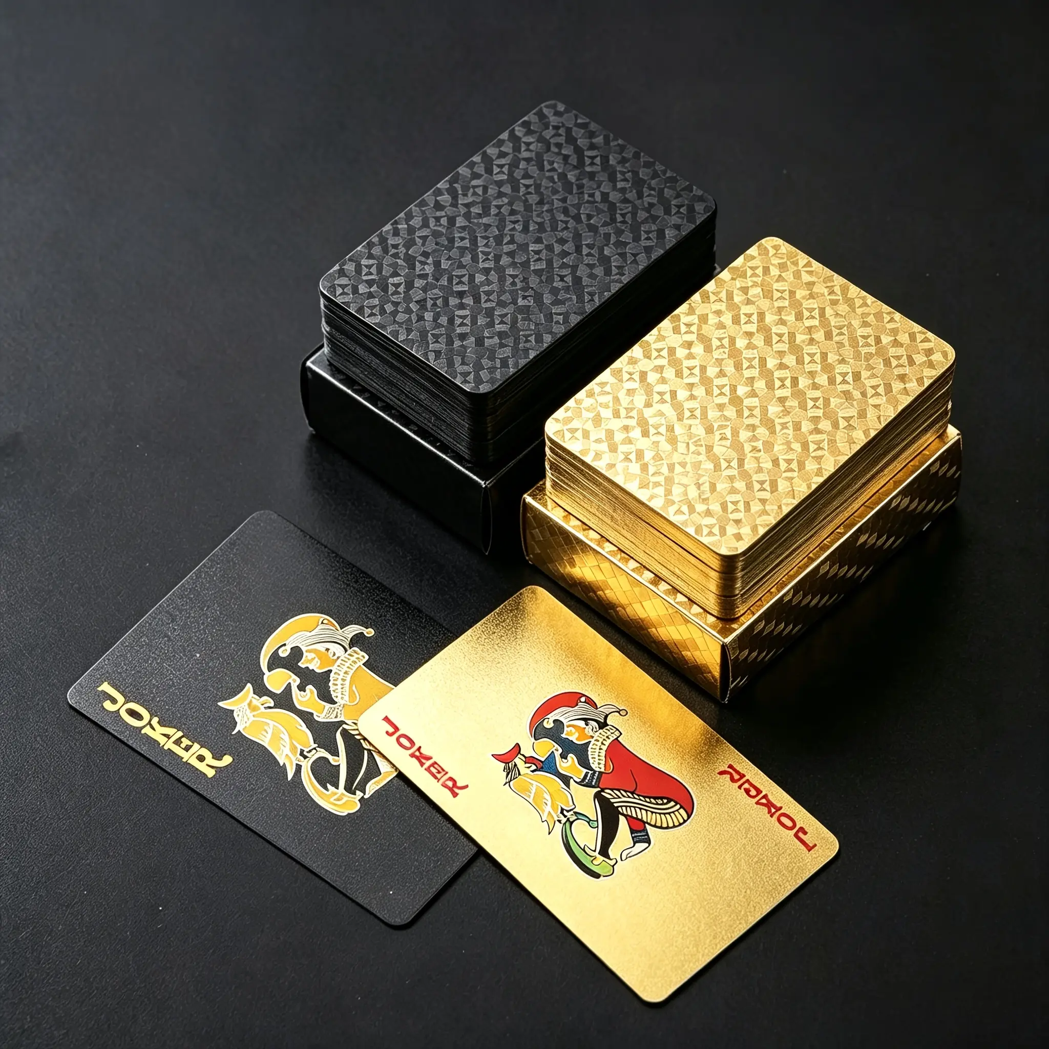 3 Decks Waterproof PVC Playing Cards Set, 3D Geometric Plaid Laser Poker Cards, Luxury Shiny Metallic Gold Silver Black Card Game Pack for Party & Magic