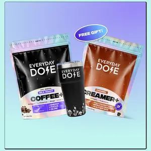 EVERYDAY DOSE 14 Serving Mild Roast Coffee+ with Caramel Creamer+ with Collagen & Probiotics & FREE Tumbler