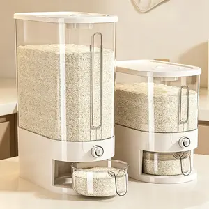 22L Airtight Transparent Pest Control Rice Dispenser with Cover, Scoop & Preservation Function – Handheld Utensils Included, Large Kitchen Storage Organization Container for Household Cereal, House Organizers Use