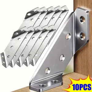 10pcs 304 Stainless Steel Heavy-Duty Corner Brackets - Multi-Functional L-Shaped Design with Pre-Drilled Holes for Secure Fixing, Ideal for Cabinets, Shelves, Home & Office Use, Industrial Hardware Accessories