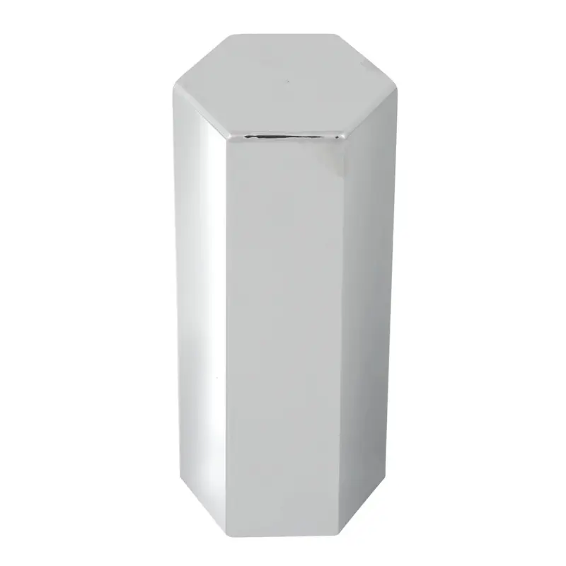 Grand General 5" Hex Flat Top Chrome Plastic Thread-On Lug Nut Cover, 33mm Tall Height Nut Protector, Tool-Free Installation