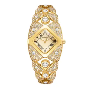 Women's Luxury Watch Rhombic Square Rhinestone Bracelet Roman Numerals Dial Quartz 2025 fashion Watch Ladies Dresst Watches for Women  comes with a box and is suitable for wearing in any occasion Suitable for Daily Wear