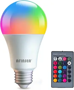 RGB Color Changing Light Bulbs,RGB LED Light Bulbs,9W Warm White 6500K,40W Equivalent,16 Color Multicolor A19 E27/E26  Memory Function, for Home Decoration,Stage,Bar,Party