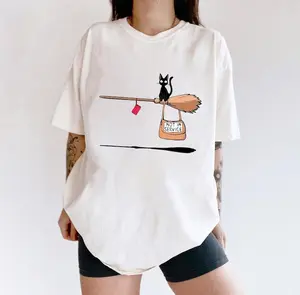 Not In Service Jiji Cat Shirt, Kiki's Delivery Service Circle Art Shirt, Kiki and Jiji Ghibli Tee, Anime Manga Shirt, Gifts Idea