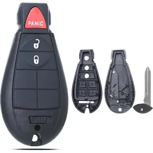 Key Fob Shell Case Replacement Fits for Dodge RAM 1500 2500 3500 Grand Caravan Journey Durango Jeep Grand Cherokee 2010 2011 2012-2017 Keyless Entry Remote Control 2+1 Button Pad Cover