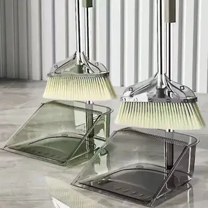 Household Broom & Dustpan Set with Comb Teeth, Anti-Hair Floor Cleaning Combo