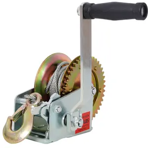 Heavy-Duty Hand Winch 600-3500 LBS with 19.6FT-32.8FT Strap 4.1:1 Ratio Two-Way Ratchet for Trailer Boat ATV Towing