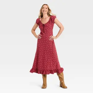 Women's Puff Short Sleeve Ankle Sundress - Universal Thread