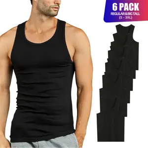 6 Pack Men's A-Shirts 100% Cotton Ribbed Underwear Tank Top Solid Casual Menswear S-3XL Regular Big & Tall Workout Breathable Sleeveless Plain Classic