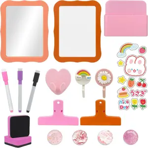 18 count Locker Accessories Kit - Clear Mirror, Dry-Erase Board, Pen Holder & Hooks |  to School Locker Decor & Organizer for Girls (School/Gym/Office)