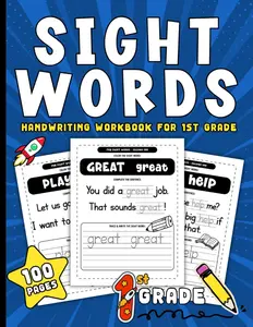 Sight Words Handwriting Workbook for 1st Grade: 100 Easy and Fun Tracing, Writing, and Coloring Sight Word Practice Pages for Kindergarten and First Grade (Fun Elementary Workbooks for Kids)