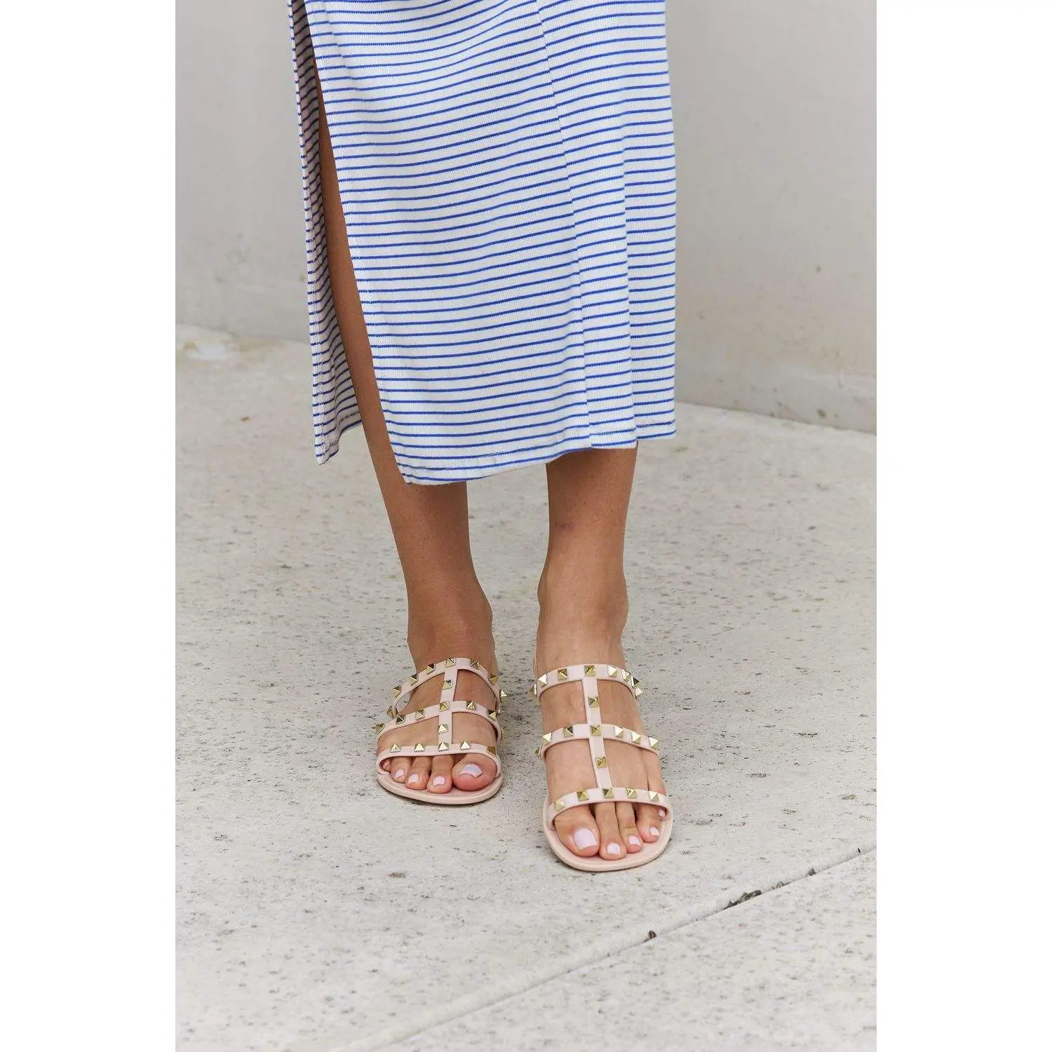 Forever Link Studded Cage Strap Slide Jelly Sandal