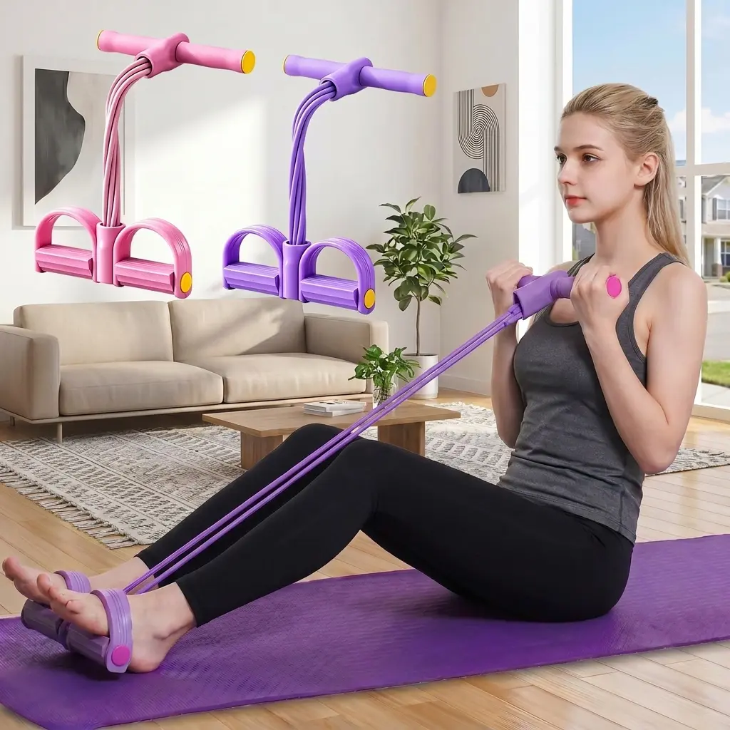 6-Tube Fitness Bands with Foot Loops – Lightweight, Stretchable & Easy to Pack