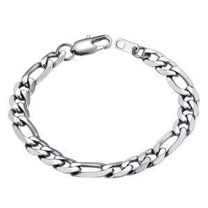 PROSTEEL Figaro Chain Link Bracelet Stainless Steel Stylish Men's Smooth Link Chain Width 6mm/9mm/13mm Hip Hop Chunky Jewelry For Men Women Gift Box