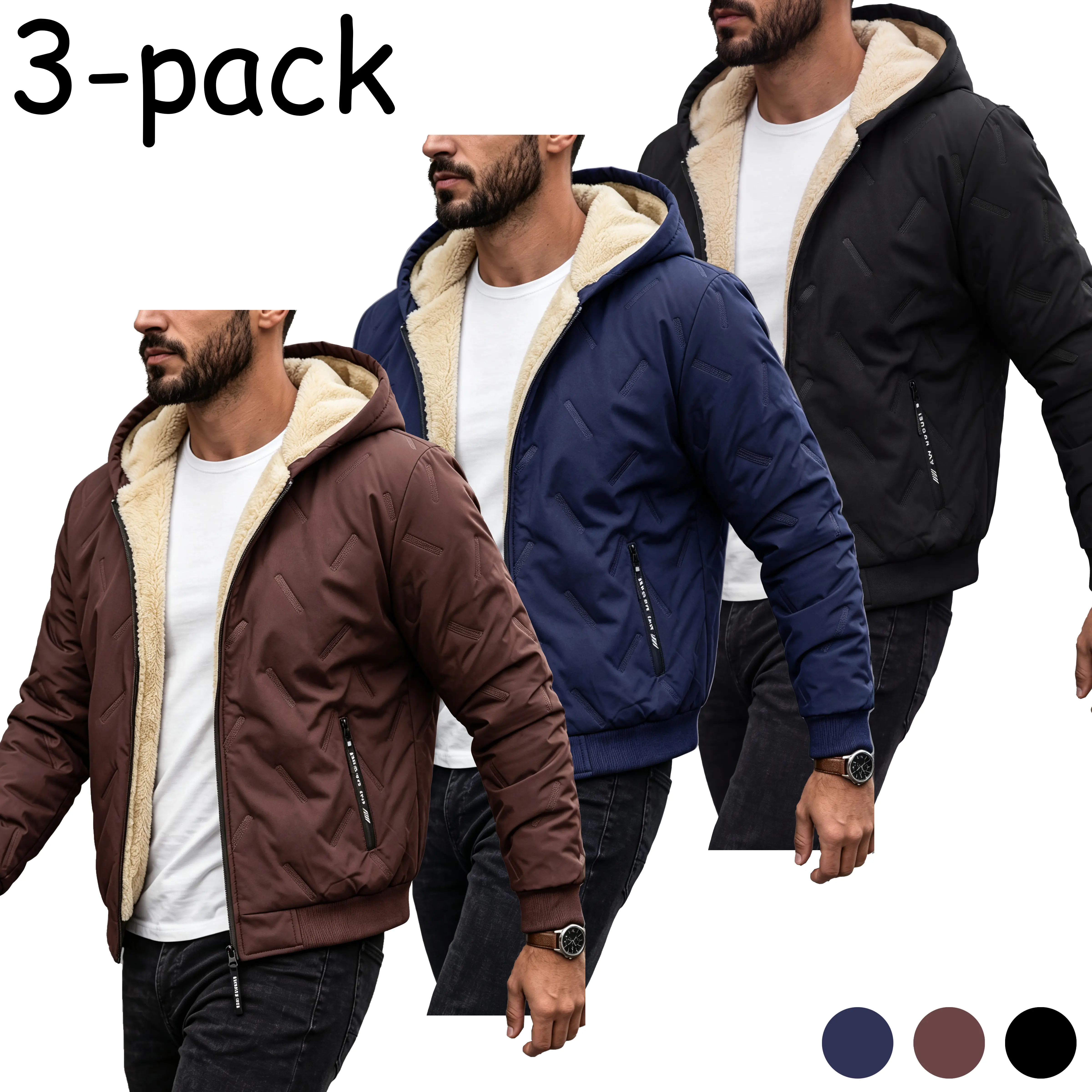 Men’s Lightweight Fleece Lined Business Minimalist Hooded Jacket - Functional Outerwear, Long-Sleeve Polyester Top, Solid Plain, Understated Seams, Hidden Zipper Pockets, Ideal for Office Commute, Business Casual