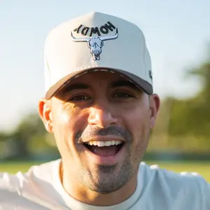 Upside Down Howdy Hat with White Front and Brown Brim