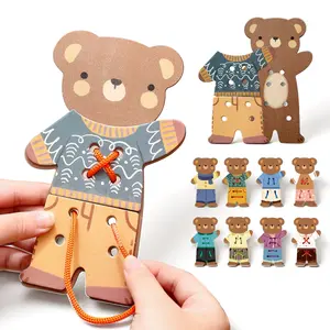 Bear Dress-Up String Toy, Early Education Intelligence Game, Preschool Learning Tool, Fine Motor Skills Montessori Teaching Aid, Preschool Busy Board, Perfect Christmas Gift!