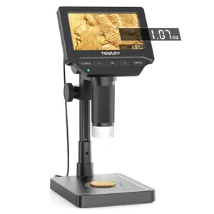 TOMLOV DM4W Microscope with Weighing Scale: 4.3" Digital Coin Microscope with Screen, Error Coin Magnifier with Lights, Weight Scale for Collectors, Jeweler, Students, Compatible with Windows/Mac