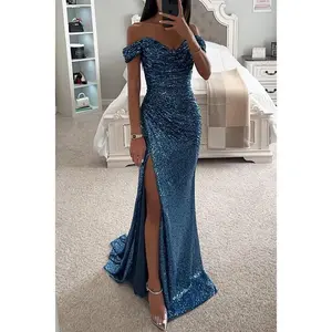 2025PartySequinOff-ShoulderSlitDressWomenswearFormalballgowndressweddingguestdresses