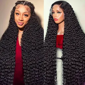 40 Inch Deep Curly 13x6 Lace Front Wigs Human Hair 13x4 Hd Lace Front Wigs Deep Wave Wig Wet And Wavy Pre Plucked 100% Real Human Hair No Tangle No Shedding
