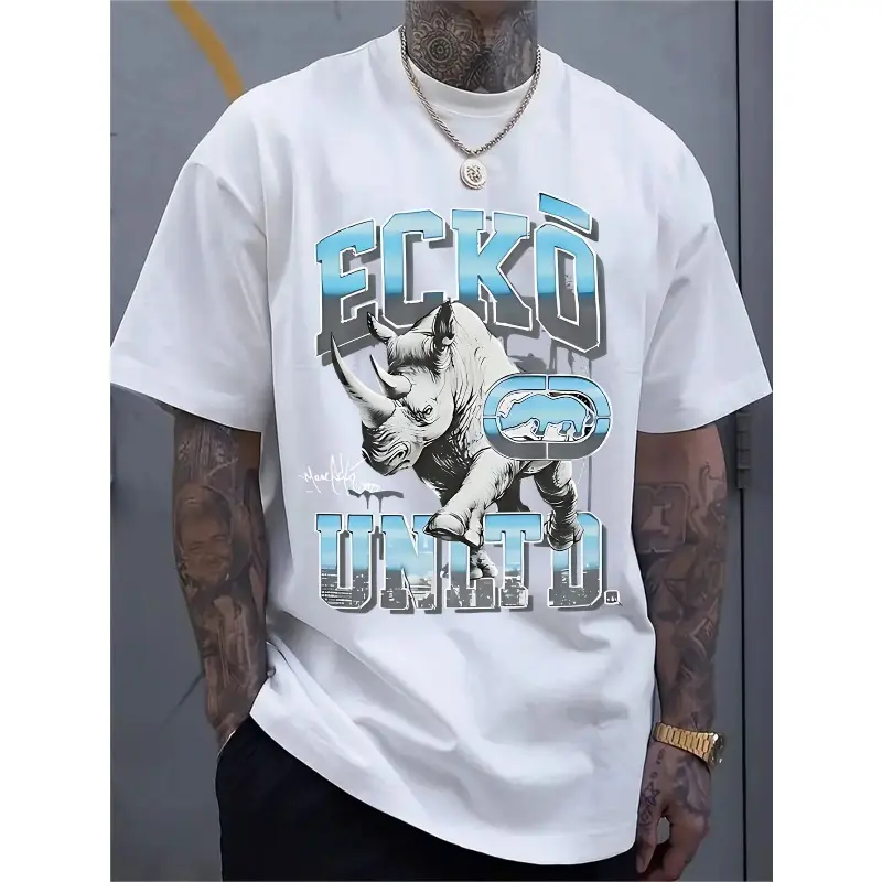 Ecko Unltd Classic Rhino Graphic Tee 90s Y2K Hip-Hop Oversized Streetwear Sport T-Shirt for Unisex 100% Breathable Cotton Iconic Rhino Design Perfect for Hip-Hop Shows & Casual Wear