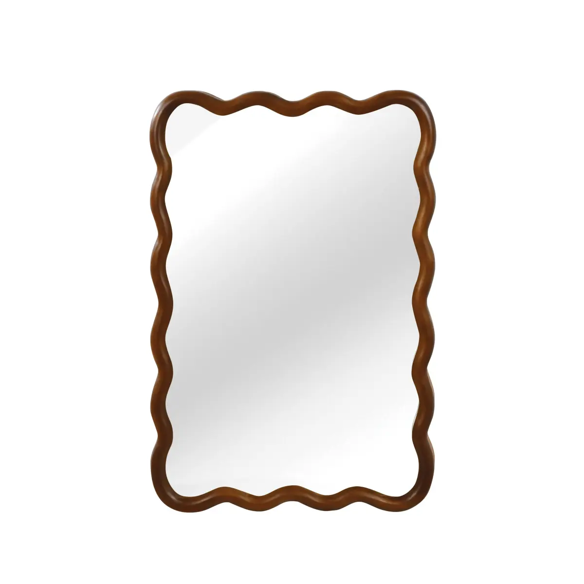 Elegant Irregular Wooden Frame Wall Mirror - Bohemian Natural Wood Grain, Tempered HD Distortion-Free Glass, D-Ring Reinforced Installation, Vertical-Horizontal Hanging, Float Reflection Decoration for Bathroom, Farmhouse, Vanity