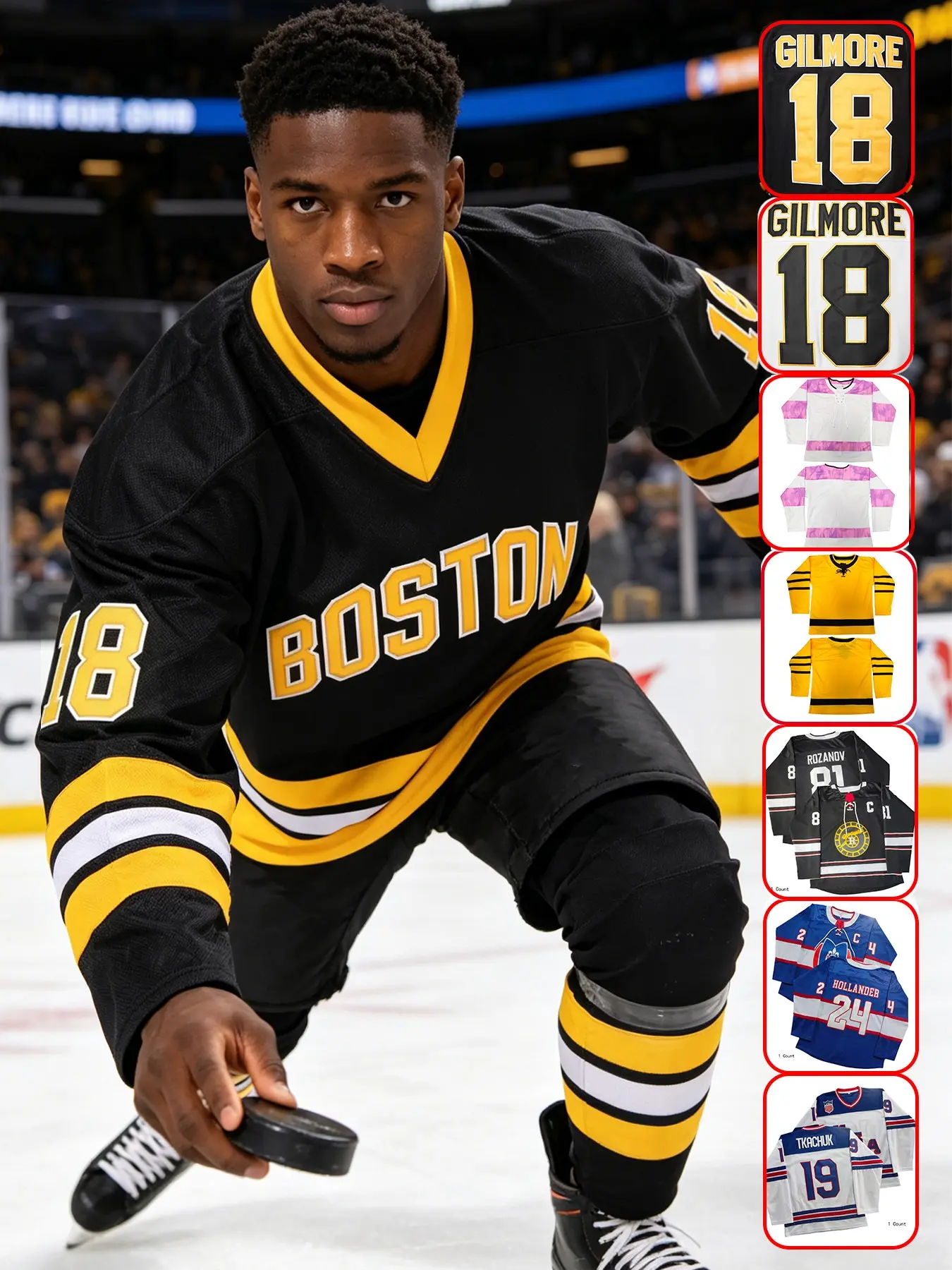 Happy Gilmore #18 Jersey, Boston, Adam Sandler 1996 Movie Ice Hockey Jersey, Stitched S-XXXL, Embroidered, '90s Hip Hop Clothing for Party, Sports Top, Casual Sportswear