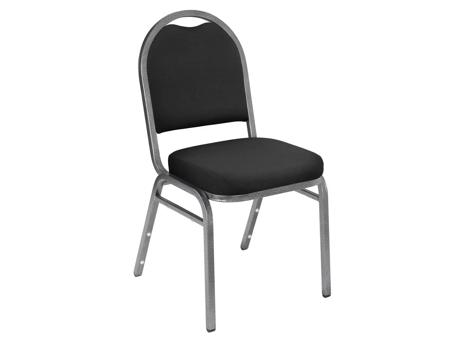 National Public Seating 9260-SV Metal Stacking Chair, 16" x 16" Black Fabric, Silver Frame, Double Stitched Foam Padding, Built-In Handhold, Stacking Bar