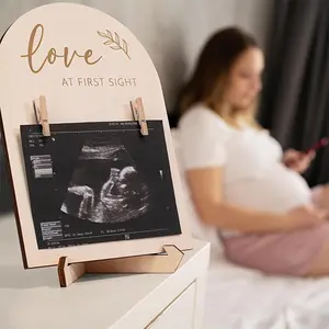 Elegant Double-Sided Wooden Framed Soundwave Photo Frame Picture Frame - Ideal Pregnancy Announcement Sign, Thoughtful Gift for New Mothers & Stylish Room Decor