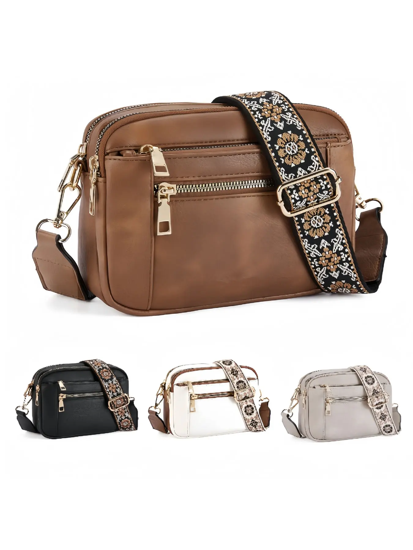 Quilted Casual Crossbody Bags for Women Vegan Leather Purses Small Shoulder Handbags with Wide Strap Stylish Versatile Bag