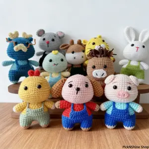 Handmade Crochet Zodiac Doll Ornaments - Finished Keychain Pendants with Shoulder Strap for Home Decoration, Bag Accessory