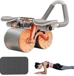 Automatic Abdominal Wheel With Countdown Timer, Automatic Rebound, Building Abdominal Muscles, Home Fitness Equipment, Orange, smart timing models complimentary kneeling pads