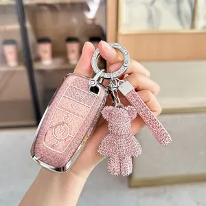 ACEBOY for Ford Key fob Cover with Keychain,Soft TPU Car Key Case Protector Compatible with 2017-up Ford Fusion F150 F250 F350 F450 F550 Edge Explorer Escape Mustang 3/4/5 Buttons Smart Key