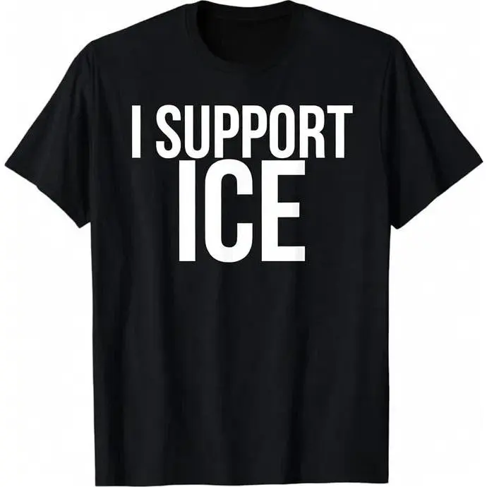 Men's Short-Sleeve Basic Customized Sporty T-Shirt - Pure Cotton Clothing, Unisex Fit, True Size, Breathable Fabric, All Seasons, I Support Ice Deportation Design