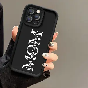 Personalized MOM Big Letter With Two Children Names Design 2D Printing Aesthetic Phone Case Compatible with iPhone 17 Pro Max 16 16e 15 14 Plus 13 12 Mini 11 Air X XS Soft Durable TPU Cover