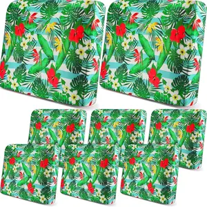 8 Pcs Stretch Cushion Covers Hawaiian Couch Covers Green Monstera Couch Slipcover for Sofa Seat Chair Porch Furniture Protector Flexibility and Washable