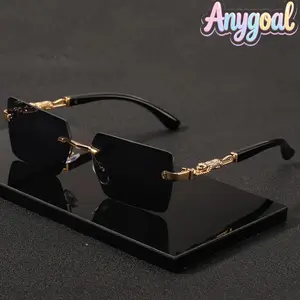 Anygoal Rimless Rectangle Sunglasses - Unisex, Gold Accent, UV400 Protection, Compact, Sunglasses for Women, Beach & Outdoor Activities Sports Eyewear glasses performance