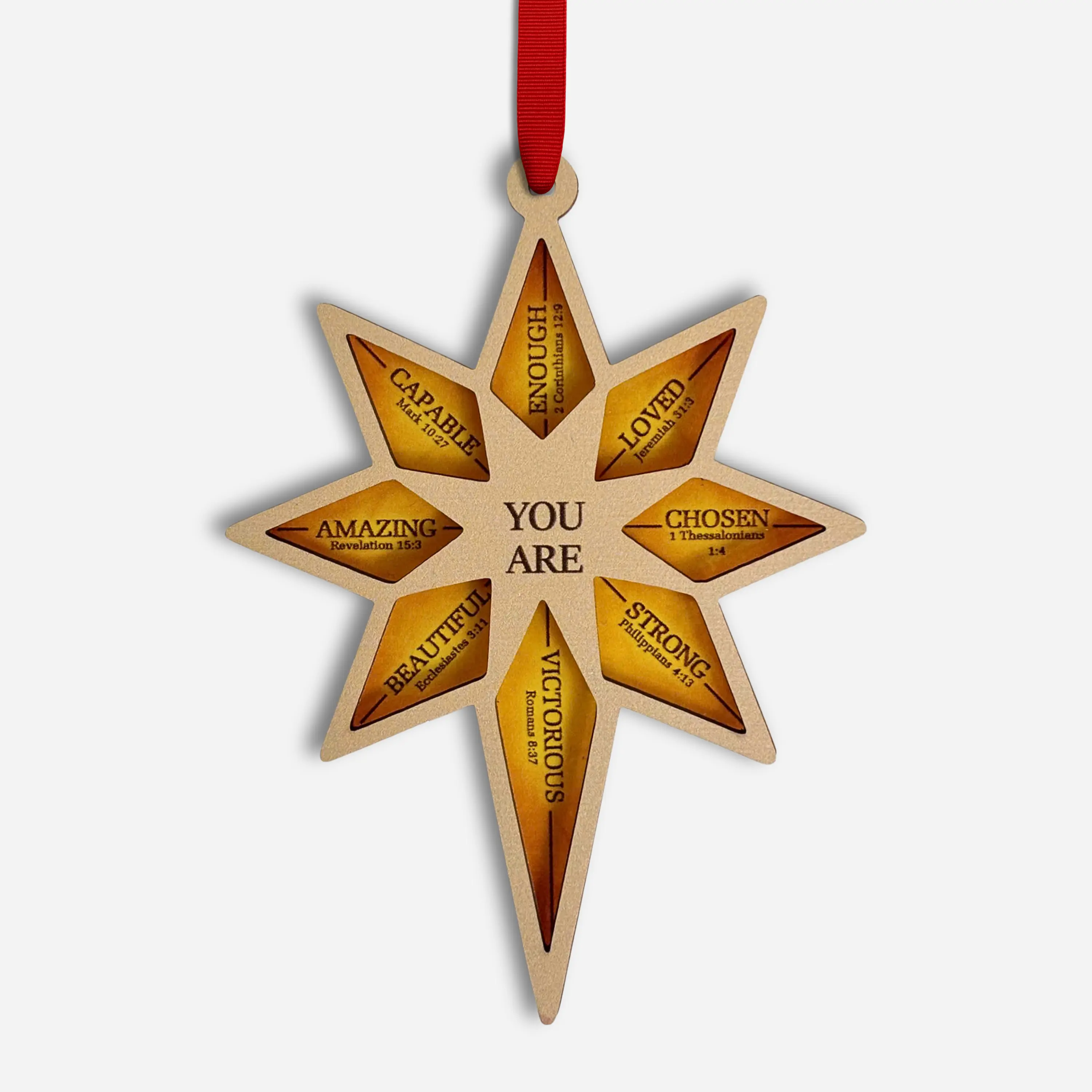 Christian Christmas Ornaments, Christian Ornaments for vintage Christmas Tree Decor 2025, Wooden Acrylic Star Bible Verse Ornament, Xmas Gift for Women Men Family, Catholic Ornament