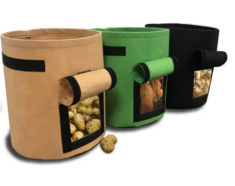Reusable Breathable Planting Bags - Eco-Friendly Medium Outdoor Grow Garden Bags with Side Window, Durable Handles for Potato & Tomato Growth, Planting Bag