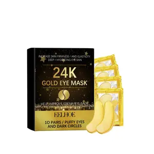 EELHOE 24K Gold Hydrogel Under Eye Patches, Collagen Hyaluronic Acid Hydrating Moisturizing Eye Brightener Eye Mask, Brightening Soothing Gentle For Sensitive Skin