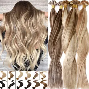 1G/S Pre Bonded Nail U Tip Keratin 100% Remy Real Human Hair Extensions Nail Tips 16''-24'' 50G/Pack Invisible & Natural Look